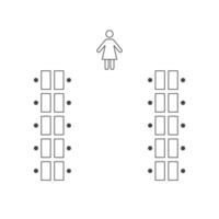 Teams style of seating arrangements line icon. Plan of seats in classroom or seminar. Scheme, blueprint, architectural plan. Illustration vector