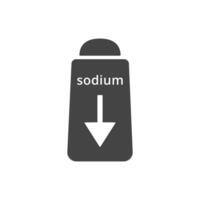 Salt condiment low sign. Sodium free product. Nutrient supplements. Illustration, isolated vector