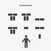 Combination style of seating arrangements. Plan of seats in classroom or seminar. Scheme, blueprint, architectural plan. illustration vector