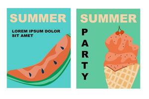 verano vacaciones diseño. conjunto de verano carteles vector