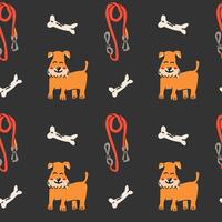 Seamless pattern with dog and supplies, illustration vector