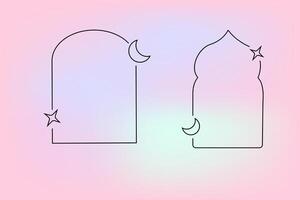 y2k retro elements set, 2000s elements of arch and stars, moon shapes in islamic style vector