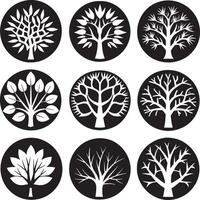 set of tree icon illustration isolated in white background vector