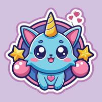 illustration of a cute trending and aesthetic sticker pastel color vector