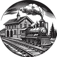 steam locomotive with a train illustration on white background vector