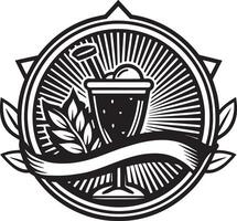 bebidas y comida logo ilustración negro y blanco vector