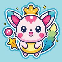 illustration of a cute trending and aesthetic sticker retro color vector