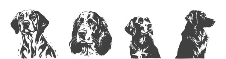 set of dog animal silhouettes vector