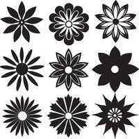 set of flowers icon illustration isolated white background vector