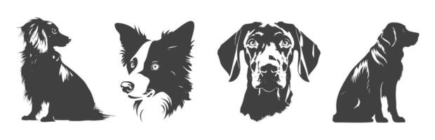 set of dog animal silhouettes vector