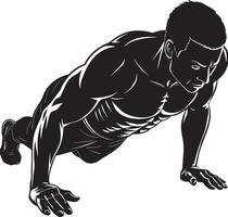 man doing push ups illustration on white background vector