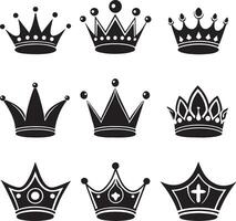 set of crowns illustration isolated on white background vector