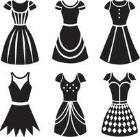 set of girls dress illustration isolated white background vector