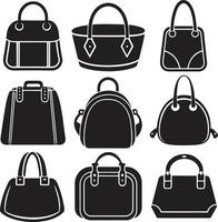 set of bag silhouette illustration isolated on white background vector