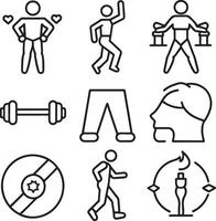 set of fitness wellness icon illustration on white background vector