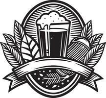 bebidas y comida logo ilustración negro y blanco vector