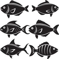 set of fish illustration isolated white background vector