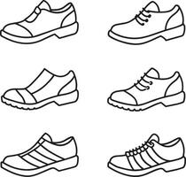 set of shoes line art illustration on white background vector