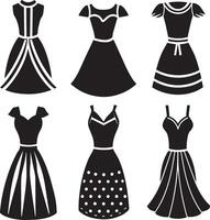set of girls dress illustration isolated white background vector