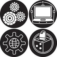 set of technology icon illustration on white background vector