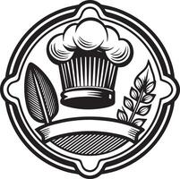kitchen logo Design black and white illustration vector
