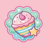 illustration of a cute trending and aesthetic sticker pastel color vector