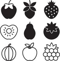set of fruits and berries illustration isolated in white background vector