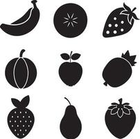 set of fruits and berries illustration isolated white background vector