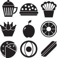 set of fast food icon illustration isolated white background vector