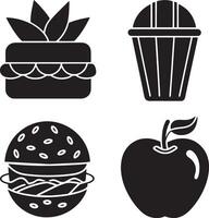 set of fast food icon illustration on white background vector