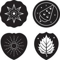 set of app icon black and white illustration vector