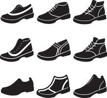 set of shoes silhouette illustration on white background vector