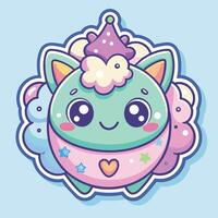 illustration of a cute trending and aesthetic sticker pastel color vector