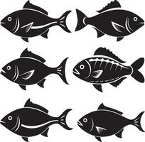 set of fish illustration isolated white background vector