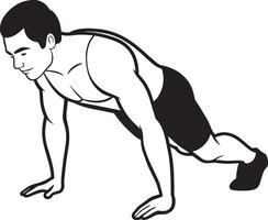 man doing push ups illustration on white background vector