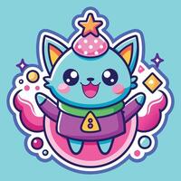 illustration of a cute trending and aesthetic sticker pastel color vector