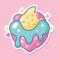 illustration of a cute trending and aesthetic sticker pastel color vector