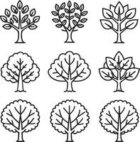 set of tree illustration isolated in white background vector