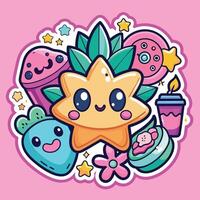 illustration of a cute trending and aesthetic sticker vector