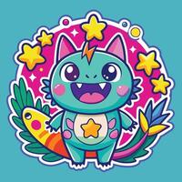 cute trending and aesthetic sticker illustration vector