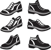 set of shoes silhouette illustration on white background vector