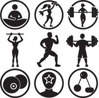 set of fitness wellness icon illustration on white background vector