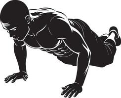 man doing push ups illustration on white background vector