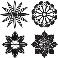 conjunto de floral elementos para diseño. ilustración. negro y blanco. vector