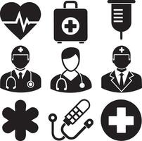 a black and white image of a medical logo with a medical stethoscope. vector