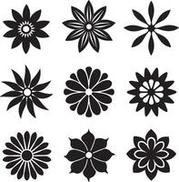 set of flowers icon illustration isolated white background vector