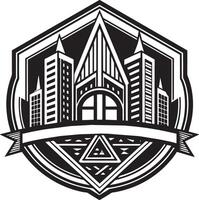 real estate building logo illustration black and white vector