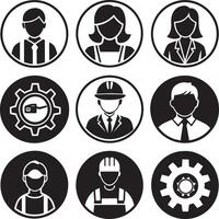 set of worker icon illustration isolated in white background vector