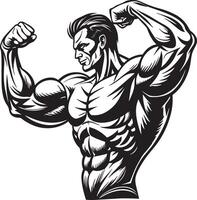 illustration of a bodybuilder person isolated on white background vector