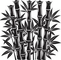 bamboo silhouette illustration black and white vector